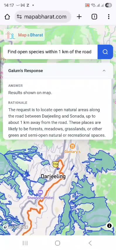 Zoomed view of corridor features in Darjeeling
